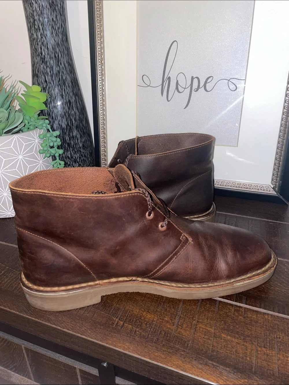 Clarks Bushacre II Men's Dark Brown Leather Chukka Dessert Boots Size 10.5 M